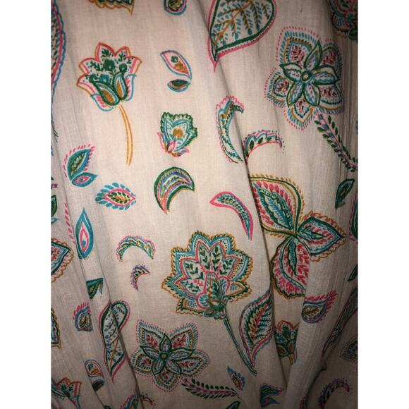 Germain Des Pres Kimono One Size Floral Cotton Short Robe India Blue New Tags - Picture 2 of 10